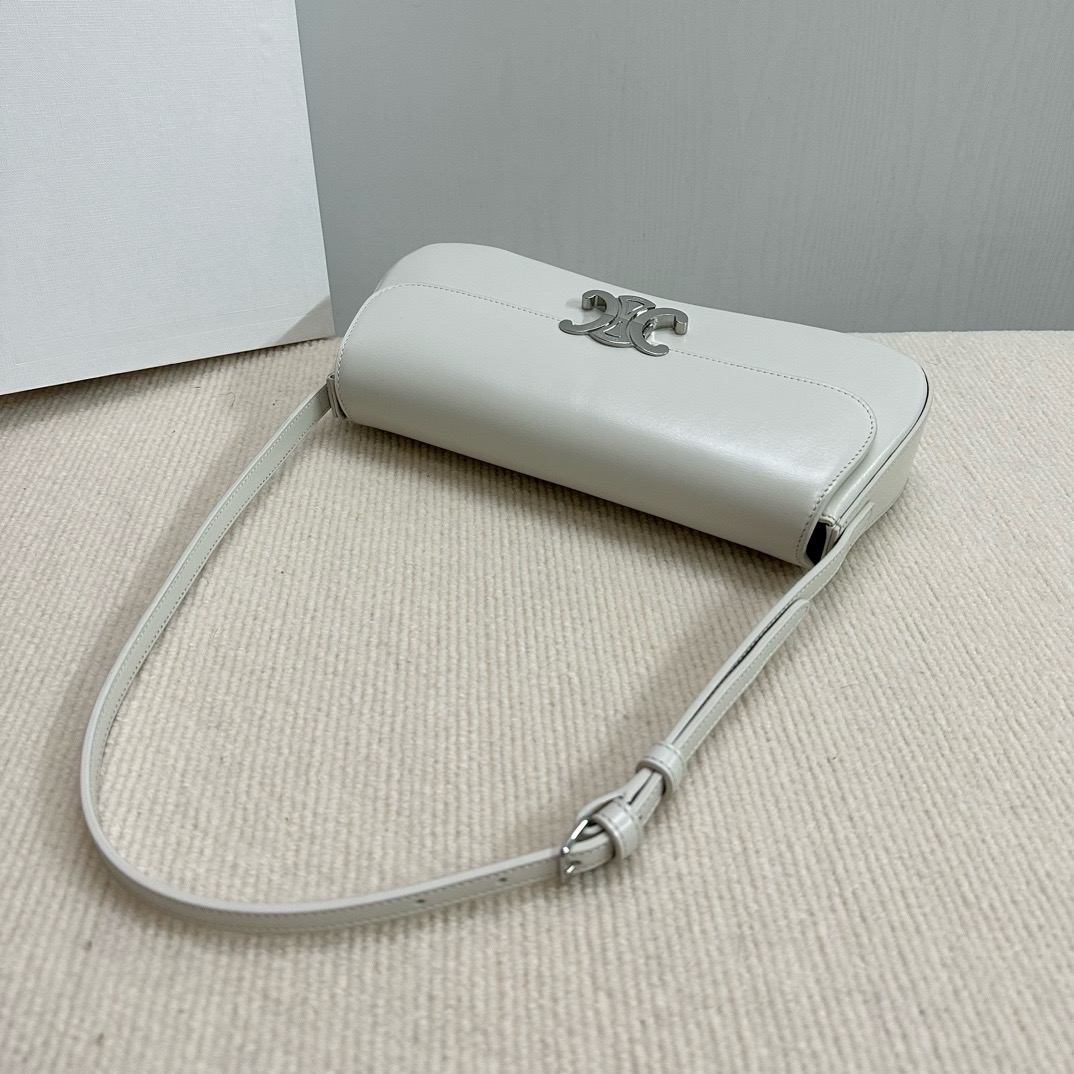 CELINE MEDIUM CELINE LOLA BAG IN SHINY CALFSKIN BLANC DE BLANC 115532 white