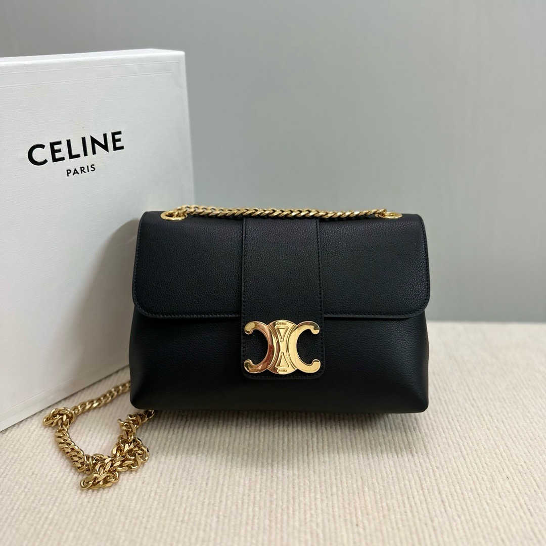 CELINE MEDIUM CELINE VICTOIRE BAG IN SUPPLE CALFSKIN 115852 BLACK