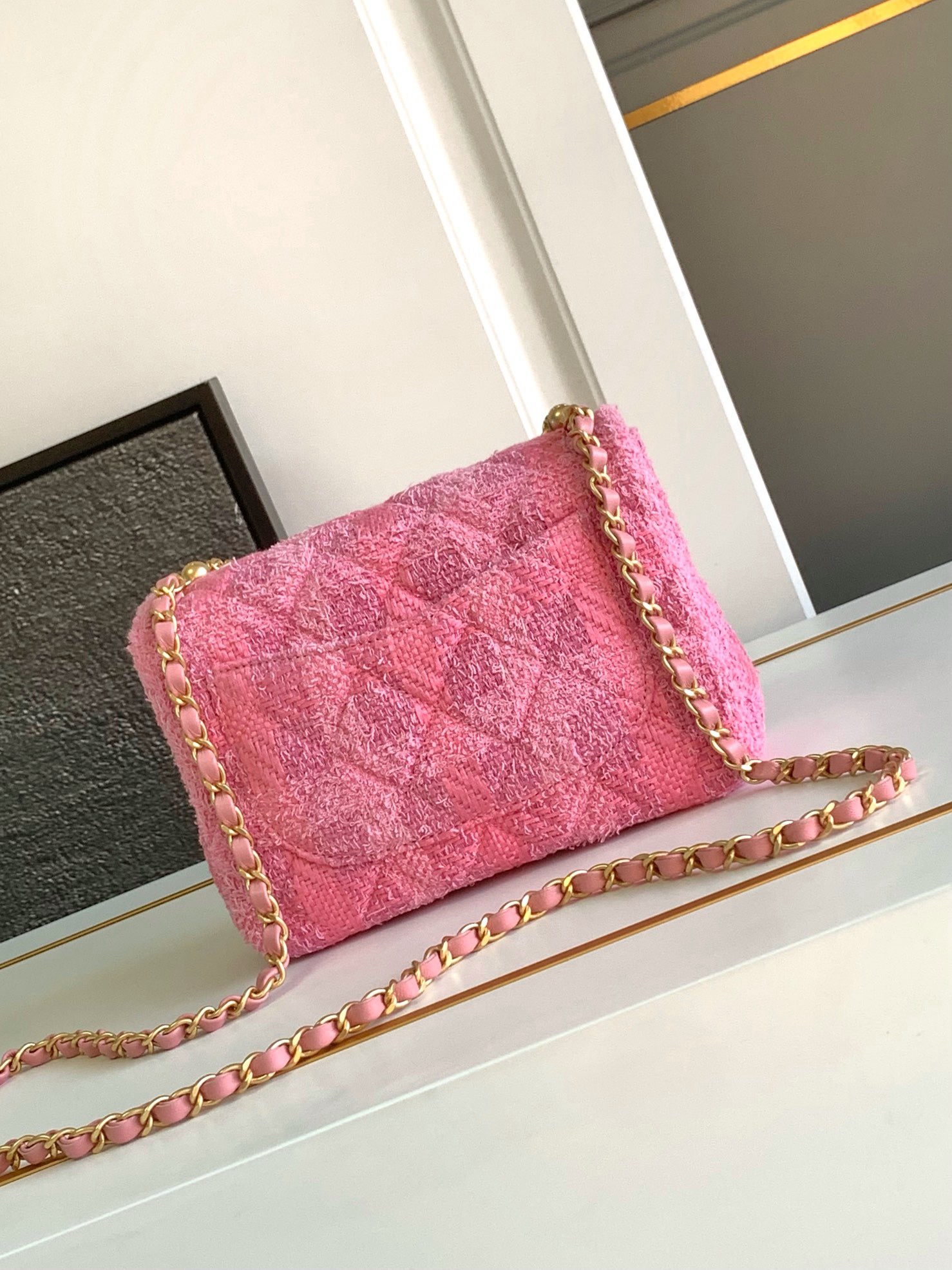 Chanel SMALL FLAP BAG Cotton Tweed AS4384 PINK