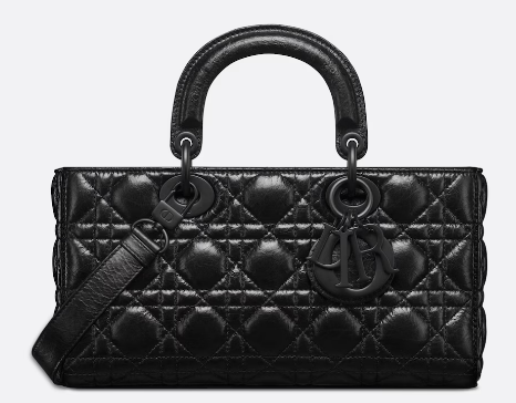 DIOR Medium Lady D-Joy Bag Black Crinkled Cannage Calfskin M0540SNI