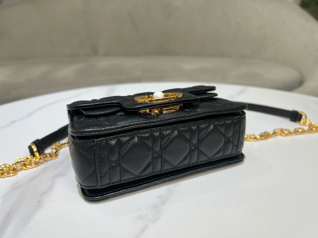 Mini Dior Jolie Top Handle Bag Black Cannage Calfskin M9272U