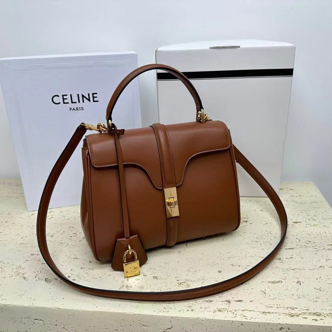 CELINE Medium 16 Original Leather Bag 188003 Brown