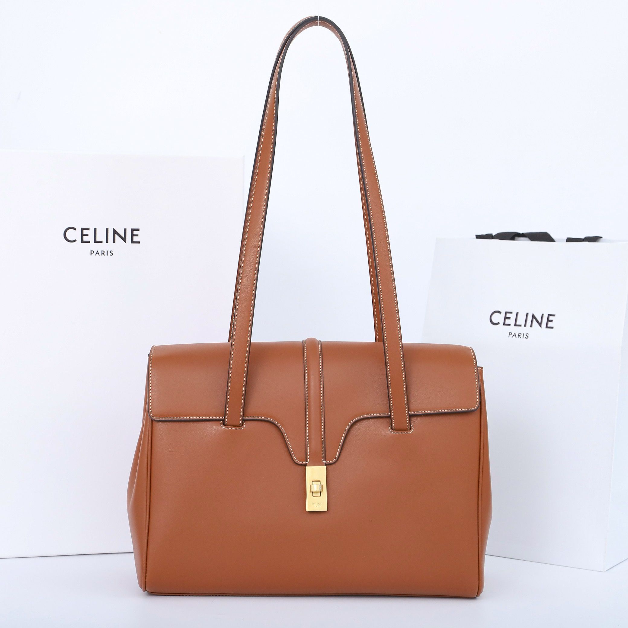 Celine Medium SOFT 16 BAG IN SUPPLE GRAINED CALFSKIN 195543 Brown