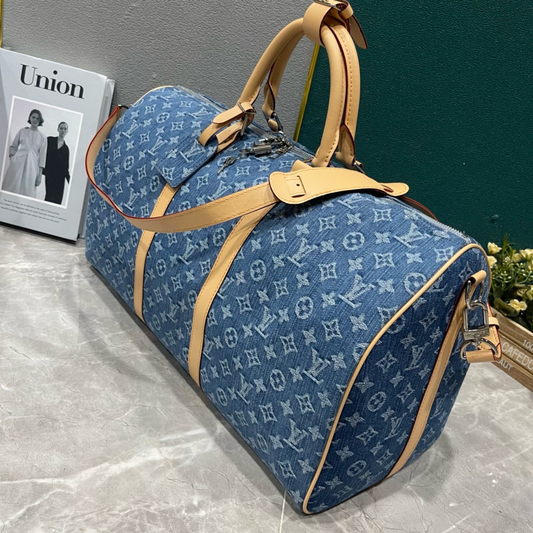 Louis Vuitton CUSTOMIZABLE Keepall Bandouliere 50 M41416 Denim Blue