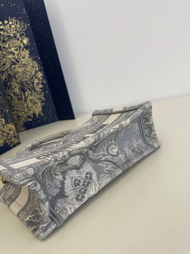 Mini Dior Book Tote Gray Toile de Jouy Reverse Embroidery S5573CR