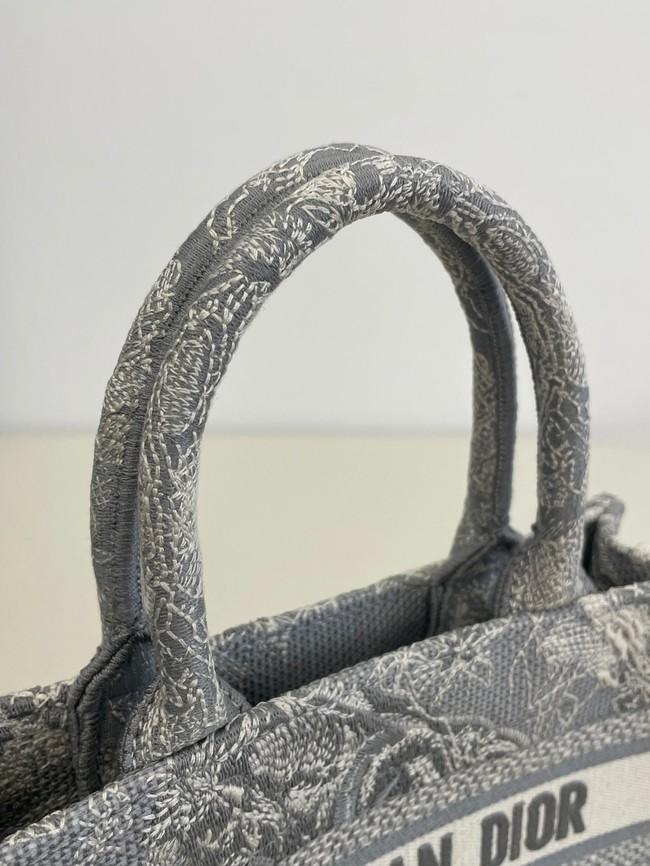 Mini Dior Book Tote Gray Toile de Jouy Reverse Embroidery S5573CR