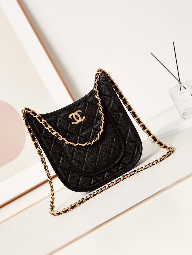 CHANEL HOBO HANDBAG Lambskin AS4532 black