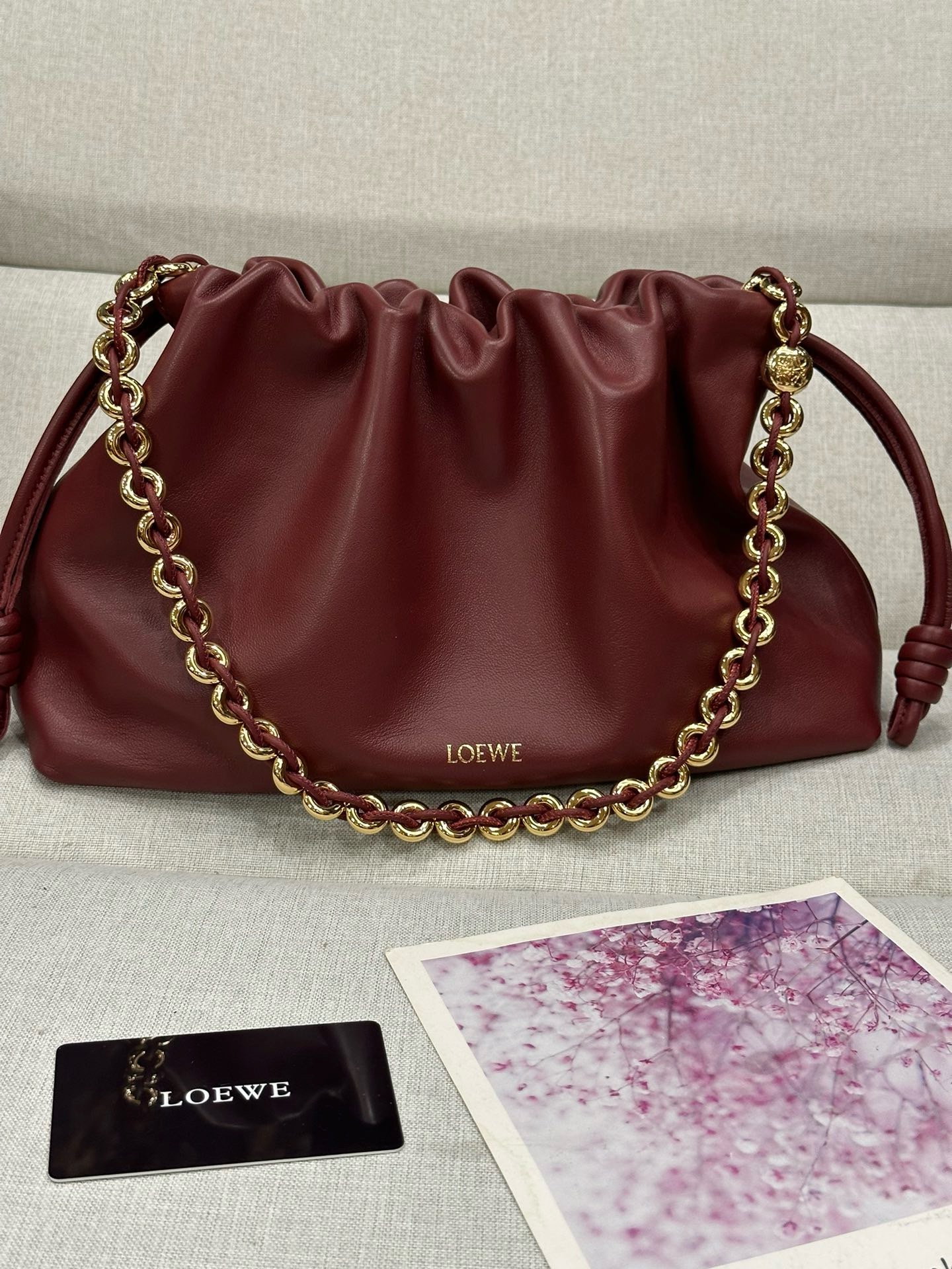 Loewe Napa Lamb Leather Flamenco Purse 80696 Burgundy