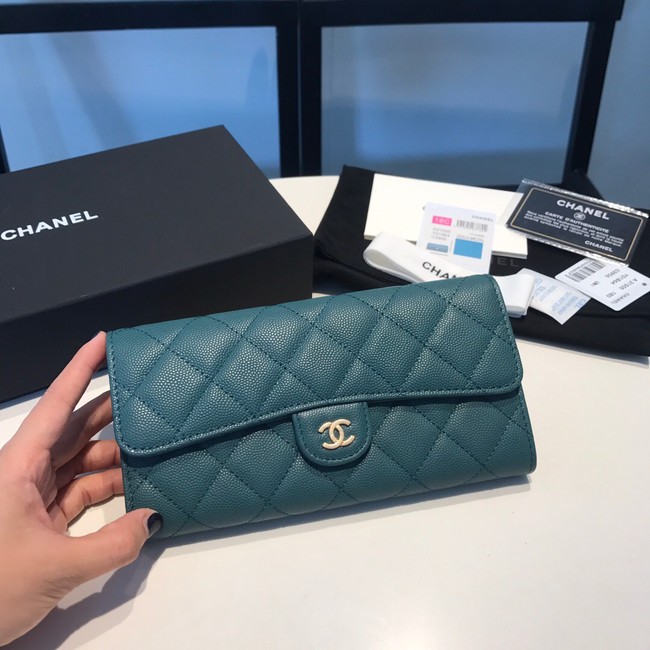 CHANEL FLAP WALLET 31505 Dark Green