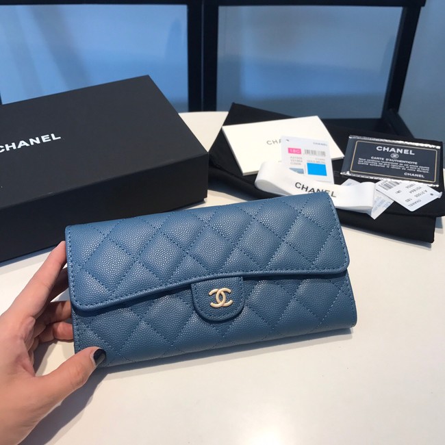 CHANEL FLAP WALLET 31505 Dark blue