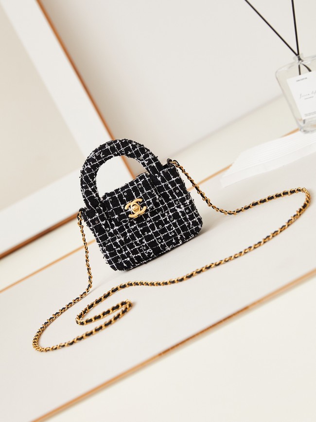 Chanel 23K NANO SHOPPING BAG AS3435 BLACK & Ecru