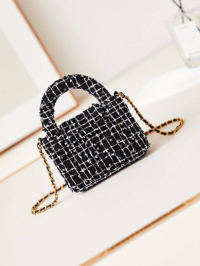 Chanel 23K NANO SHOPPING BAG AS3435 BLACK & Ecru