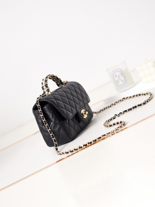 Chanel MINI FLAP BAG WITH TOP HANDLE AS4024 black