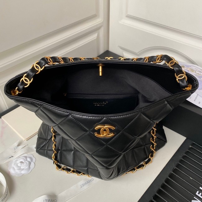 Chanel Shoulder Bag Lambskin & Gold-Tone Metal AS4777 black