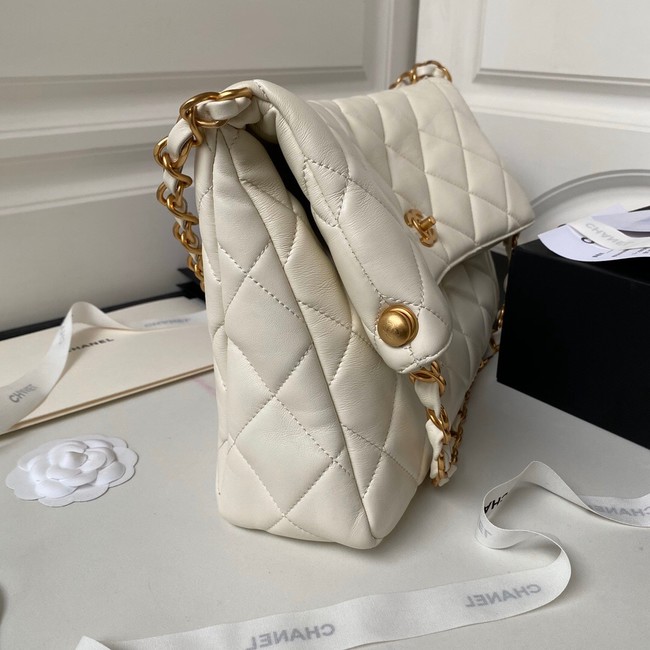 Chanel Shoulder Bag Lambskin & Gold-Tone Metal AS4777 white