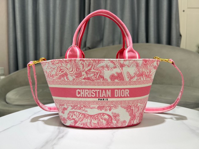 Dior HAT BASKET BAG Natural Multicolor Albero della Vita Embroider M1328CES rosr