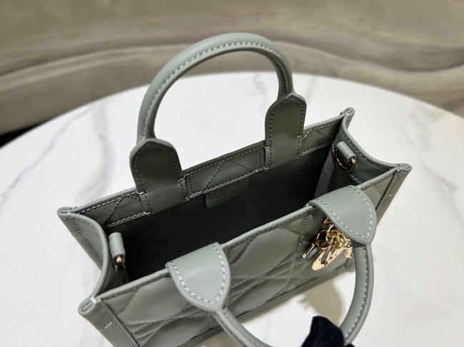 Mini Dior Book Tote Macrocannage Calfskin S5573OW gray