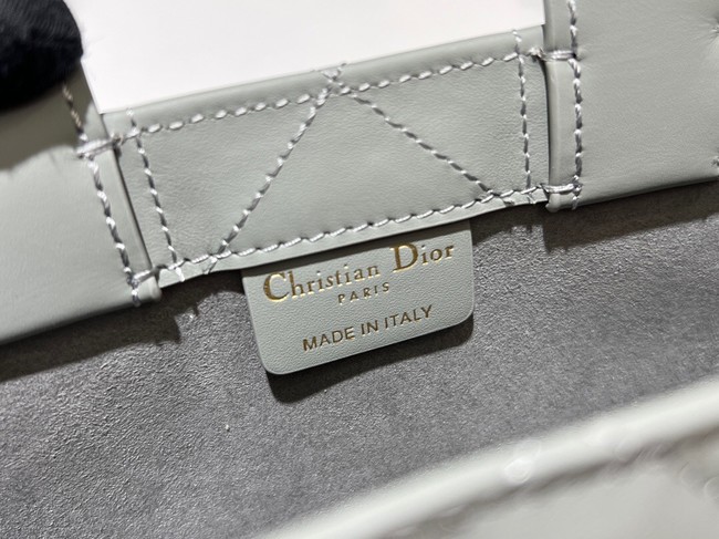 Mini Dior Book Tote Macrocannage Calfskin S5573OW gray