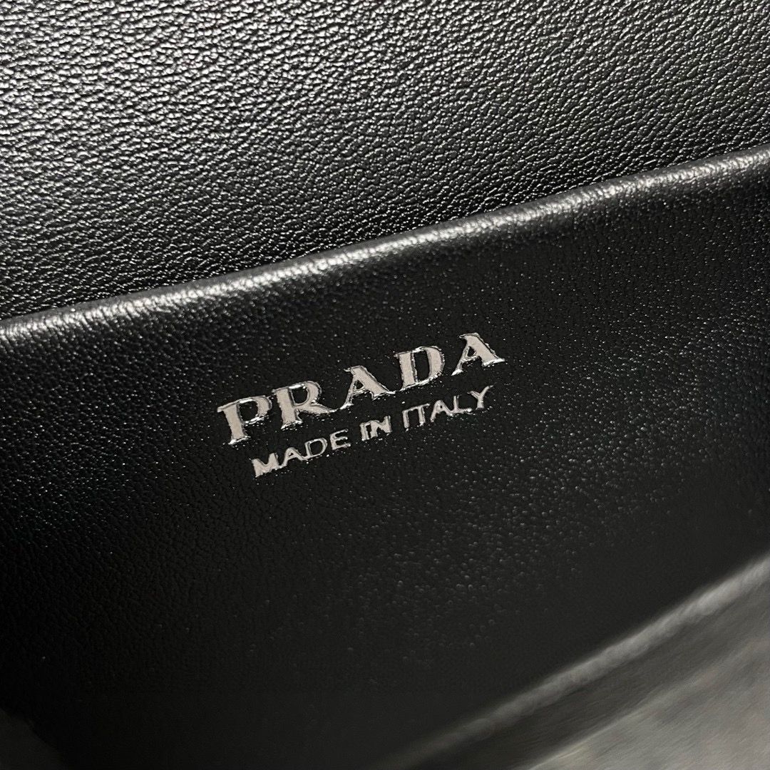 Prada Duchesse card holder with shoulder strap 1MR024 black