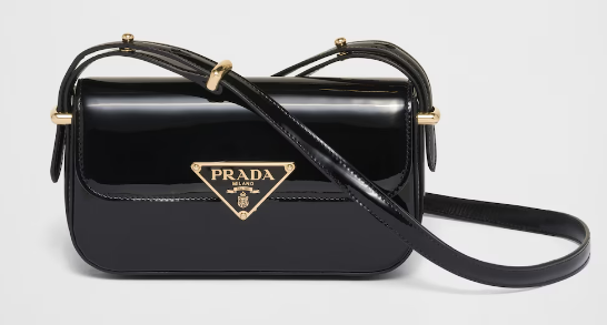 Prada Patent leather shoulder bag with flap 1BD339 black