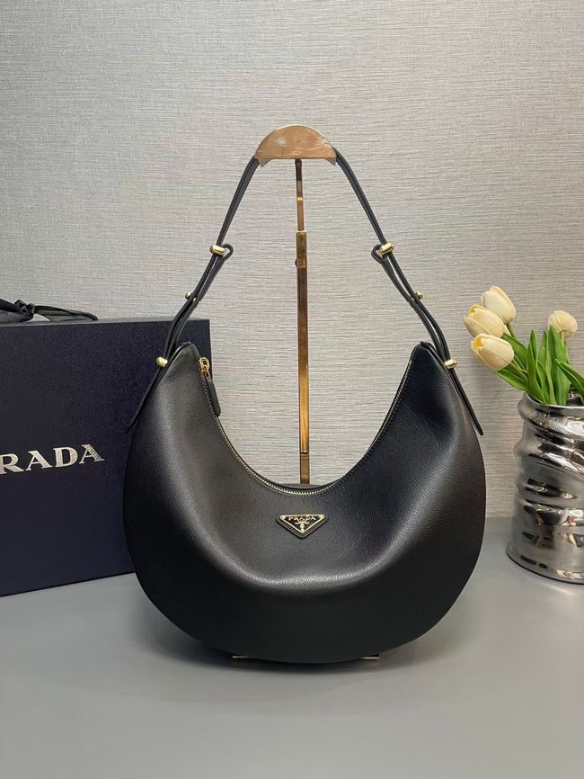 Prada Large leather shoulder bag 1BC212 black