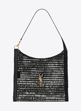 Yves Saint Laurent OXALIS BAG IN RAFFIA MACRAME 781289 BLACK