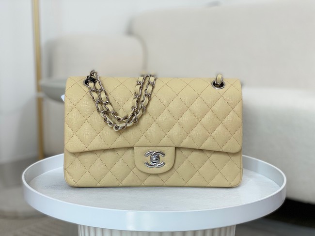 CHANEL CLASSIC 11.12 HANDBAG AS01112 Apricot&Silver Metal