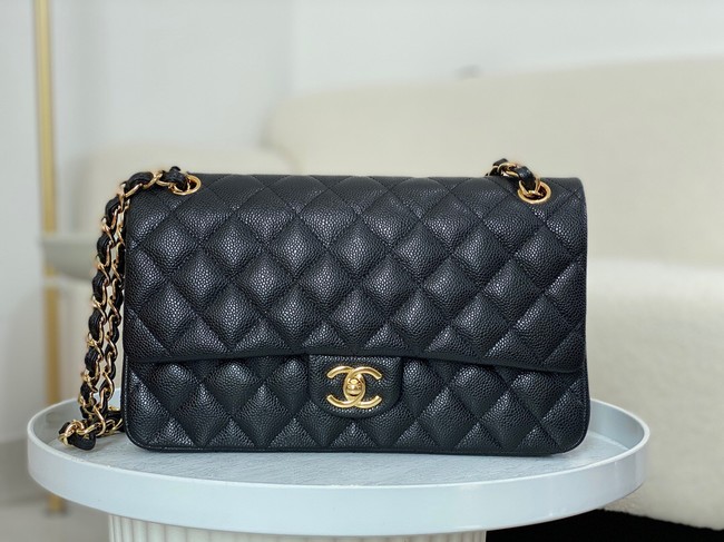 CHANEL CLASSIC 11.12 HANDBAG AS01112 BLACK&GOLD Metal