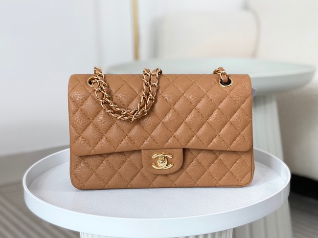 CHANEL CLASSIC 11.12 HANDBAG AS01112 BROWN&GOLD Metal