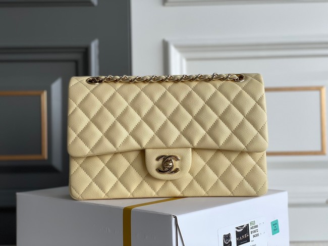 CHANEL CLASSIC 11.12 HANDBAG AS01112 Chicken yellow&GOLD Metal