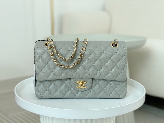 CHANEL CLASSIC 11.12 HANDBAG AS01112 GRAY&GOLD Metal