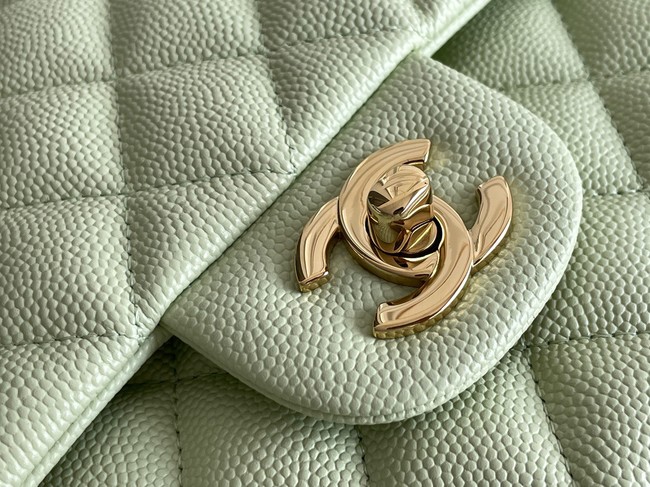 CHANEL CLASSIC 11.12 HANDBAG AS01112 LIGHT GREEN&GOLD Metal