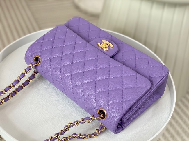 CHANEL CLASSIC 11.12 HANDBAG AS01112 Purple&GOLD Metal