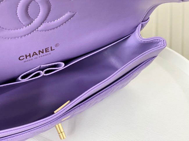 CHANEL CLASSIC 11.12 HANDBAG AS01112 Purple&GOLD Metal