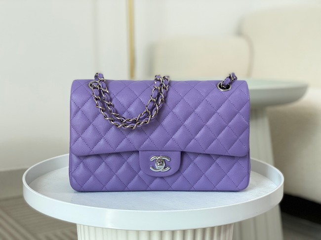 CHANEL CLASSIC 11.12 HANDBAG AS01112 Purple&Silver Metal