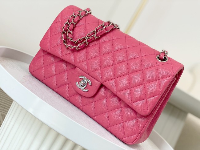 CHANEL CLASSIC 11.12 HANDBAG AS01112 ROSE&Silver Metal