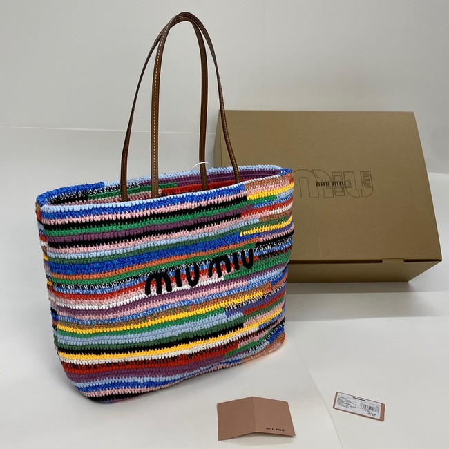 MIUMIU IN RAFFIA Shoulder Bags 5BB159 Rainbow