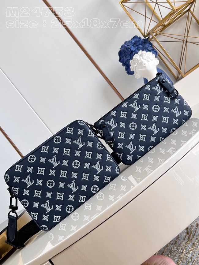 Louis Vuitton Trio Messenger M24754 Ink Blue&White