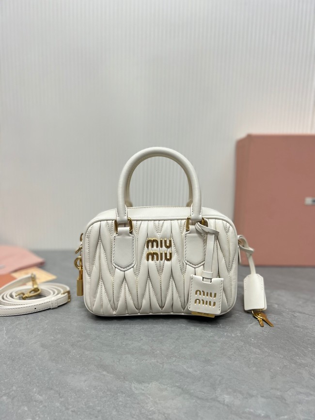 MIU MIU Original Leather Top Handle Bag 5BB123 white