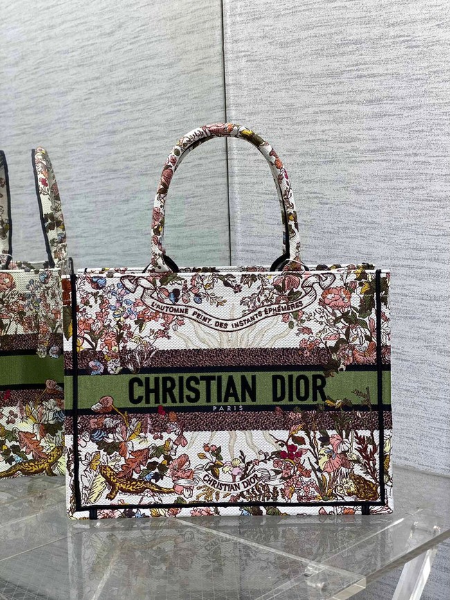 DIOR BOOK TOTE Ecru Multicolor Dior 4 Saisons Automne Soleil Embroidery M1296ZE