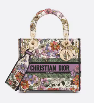 Dior Medium Lady D-Lite Bag White Multicolor Dior 4 Saisons Ete Embroidery M0565OEB