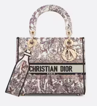 Dior Medium Lady D-Lite Bag White Multicolor Dior 4 Saisons Hiver Embroidery M0565OEB