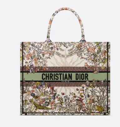 Large Dior Book Tote Ecru Multicolor Dior 4 Saisons Automne Soleil Embroidery M1286ZEB