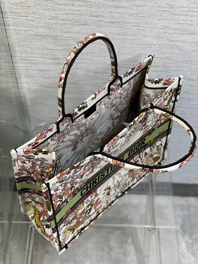 Large Dior Book Tote Ecru Multicolor Dior 4 Saisons Automne Soleil Embroidery M1286ZEB