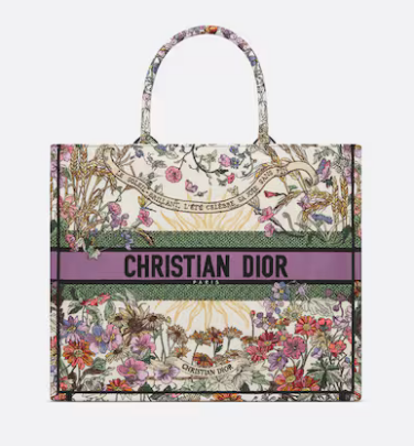 Large Dior Book Tote Ecru Multicolor Dior 4 Saisons Ete Soleil Embroidery M1286ZE