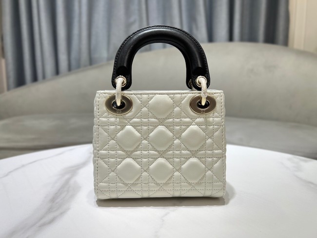 Mini Lady Dior Bag Two-Tone Latte and black Cannage Lambskin M0505ONI