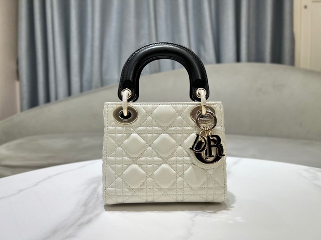 Mini Lady Dior Bag Two-Tone Latte and black Cannage Lambskin M0505ONI