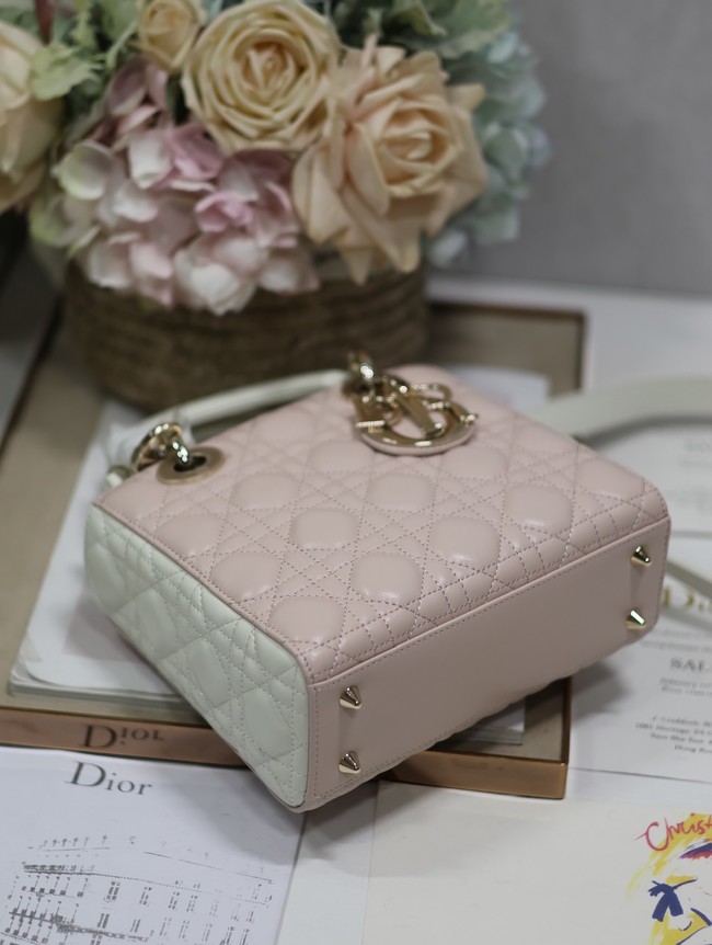 Small Lady Dior Bag Two-Tone Latte and Powder Pink Cannage Lambskin M0531ON