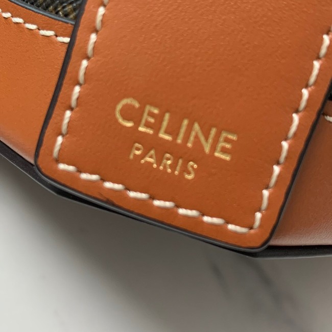 CELINE ENVELOPPE BAG IN TRIOMPHE CANVAS AND CALFSKIN 198212 TAN