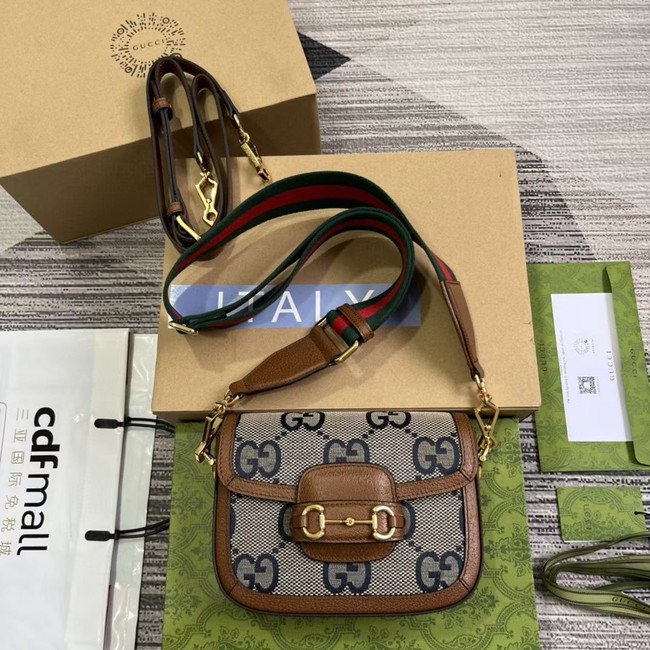 Gucci Horsebit 1955 GG mini bag 658574 blue&brown